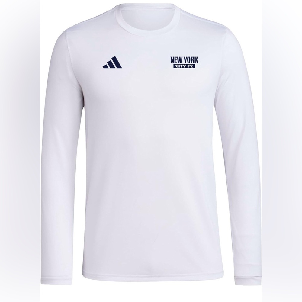 NWT Adidas Mens New York City FC Pre-Game MLS Long Sleeve Crew Neck T-Shirt